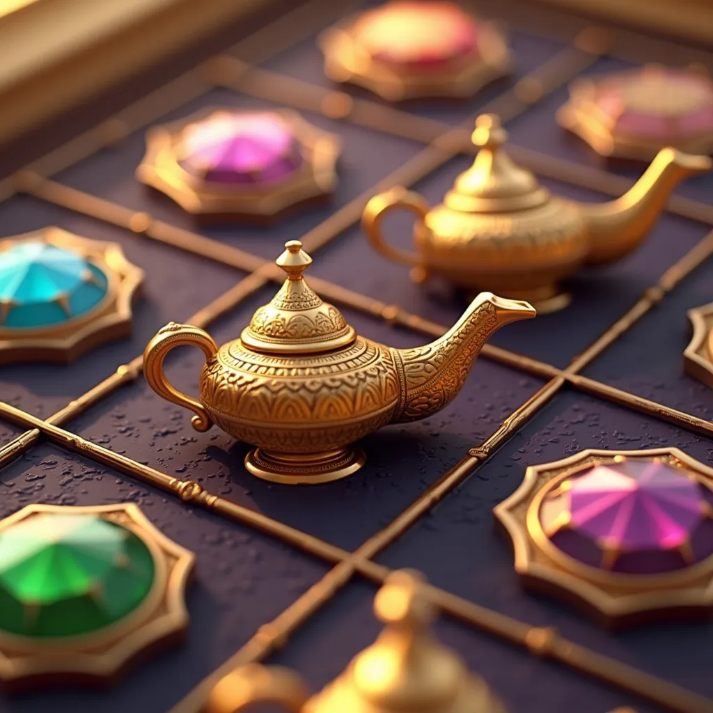 Genie's Gem Bonanza 6x5 scatter grid with gems