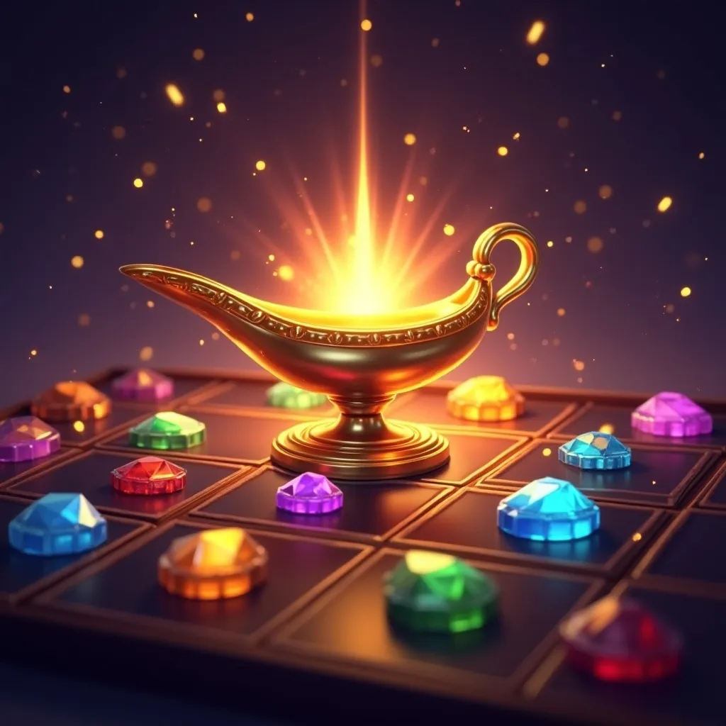 Genie lamp scatter symbol triggering free spins