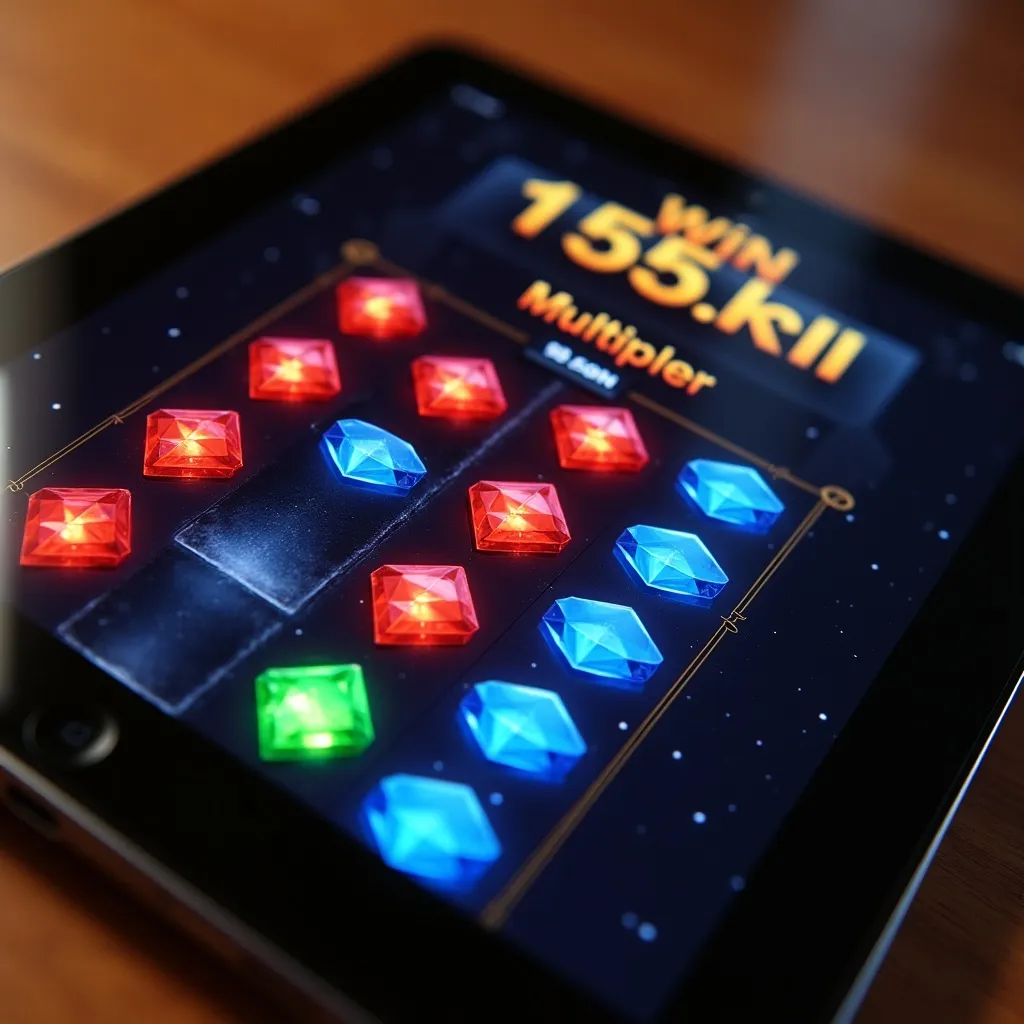 Close-up of Genie's Gem Bonanza grid on tablet